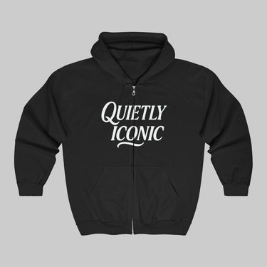 Quietly Iconic Modest Mindset Statement Zip Front Hoodie Sweatshirt